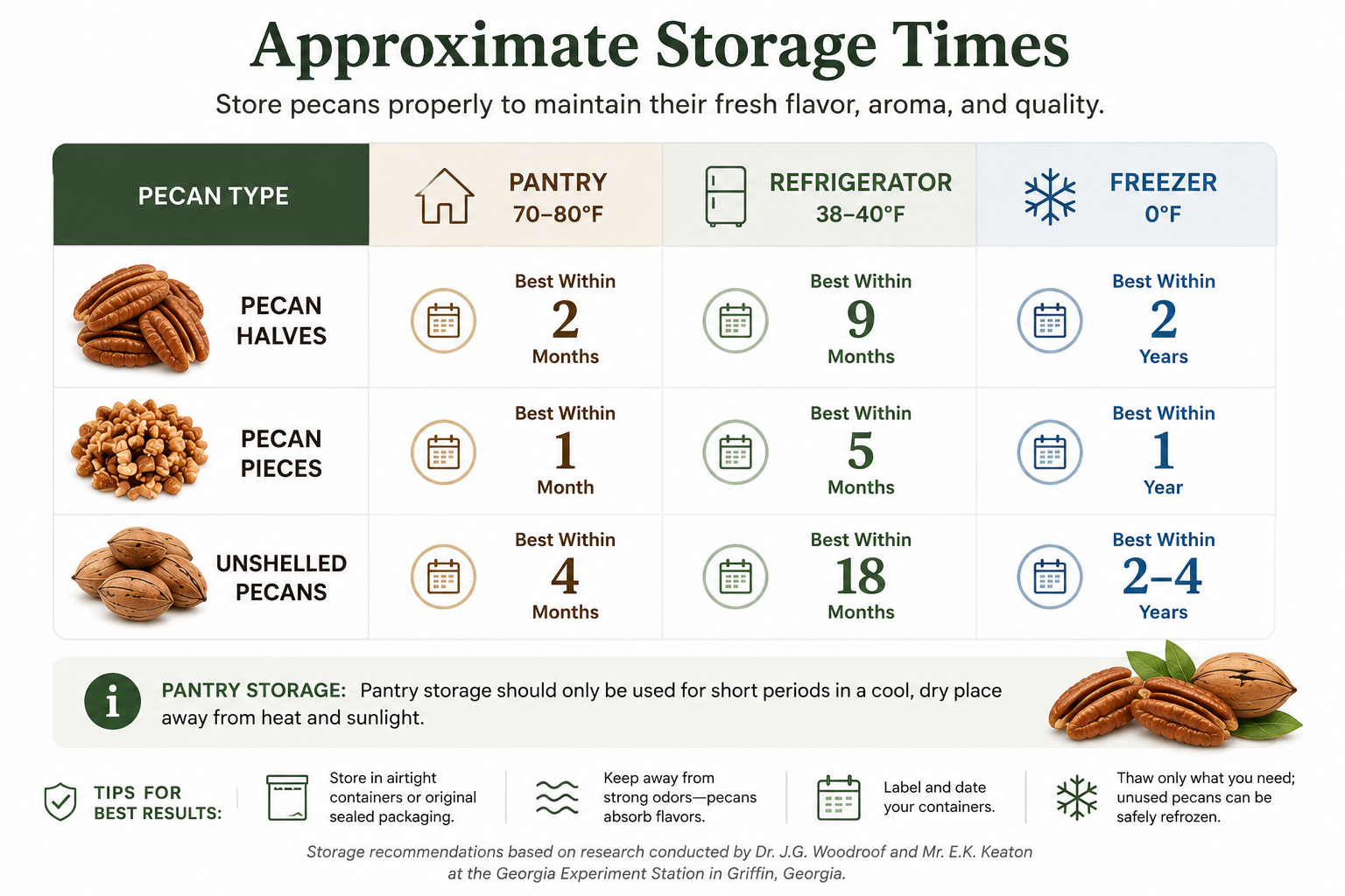 Pecan storage graphic